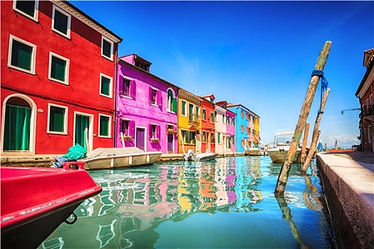 彩色,建筑,布拉诺岛,威尼斯省