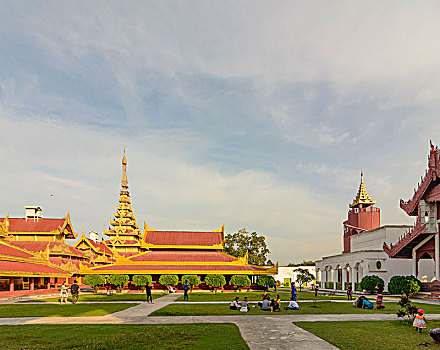曼德勒,宫殿,塔,观众,瞭望塔,右边,区域,缅甸