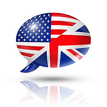 英国,美国,旗帜,对话气泡框