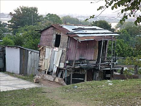 弯曲,小屋,贫民窟,亚松森,巴拉圭