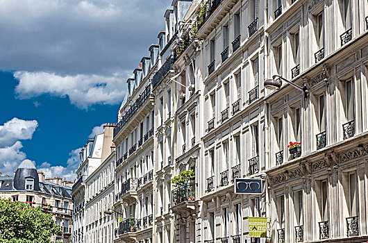 法国,巴黎,地区,排列,建筑,街道