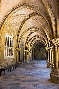 葡萄牙,可因布拉,老教堂,回廊,拱道,走,小路,院落