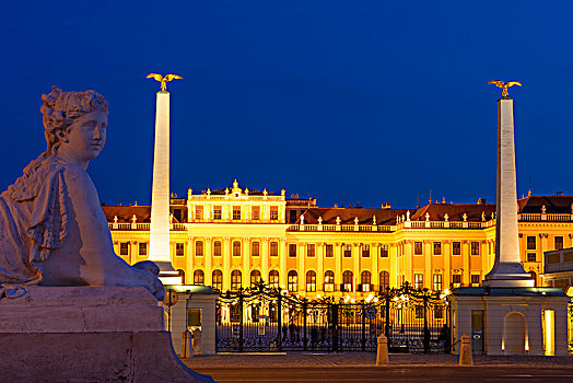 维也纳,城堡,宫殿,户外,正门入口,狮身人面像,奥地利