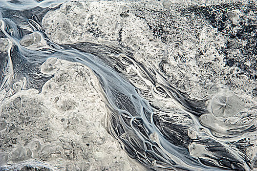 小河,结冰,融化,水,抽象