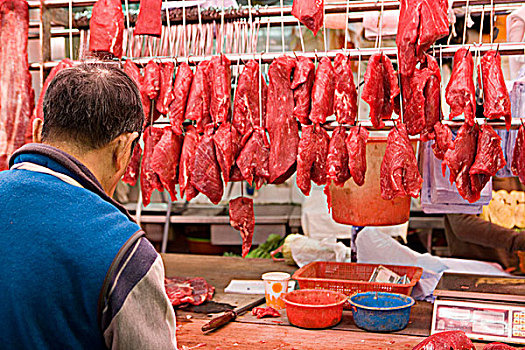 鲜肉,市场,采石场,湾,香港