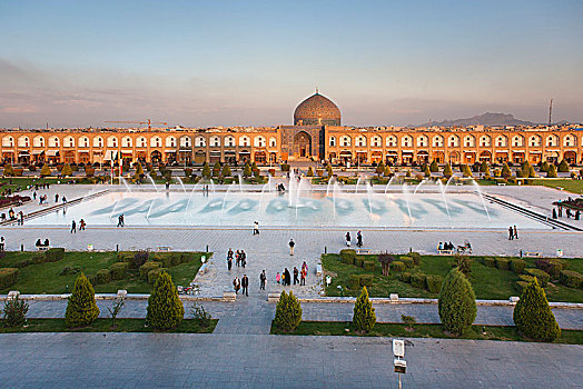 清真寺,喷泉,风景,宫殿,伊斯法罕,伊朗