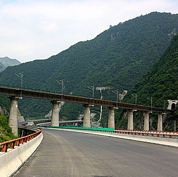 高速公路上方的铁路桥