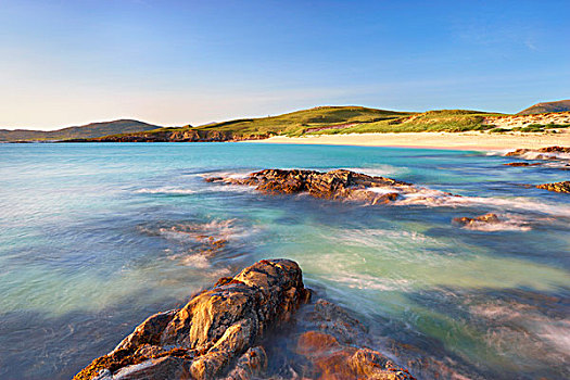 沿岸,景色,声音,哈利斯岛,外赫布里底群岛,苏格兰
