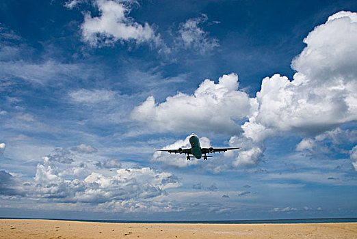 飞机,上方,海滩,普吉岛,泰国,亚洲