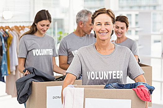 微笑,女性,志愿者,捐赠,盒子,头像,办公室