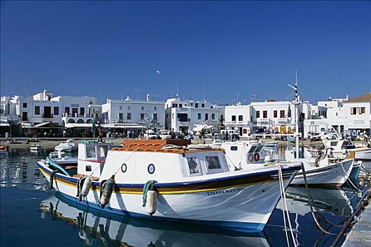 渔船,港口,米克诺斯岛,希腊