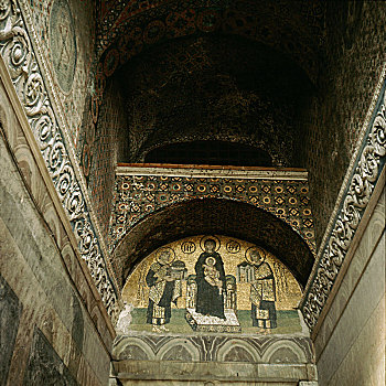 图案,上方,南方,门,圣索菲亚教堂,伊斯坦布尔
