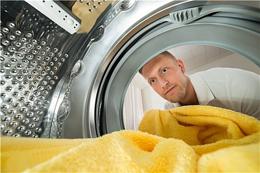 男人,毛巾,风景,室内,洗衣机