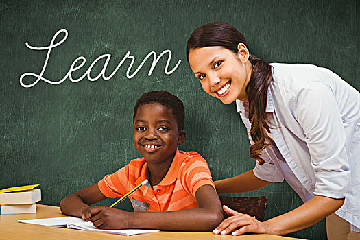 学习,绿色,黑板,文字,教师,协助,男孩,家庭作业,图书馆
