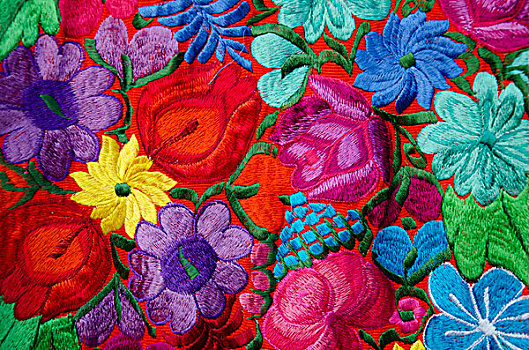 伯利兹,特写,传统,刺绣,花,纺织品