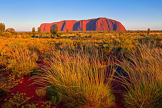 乌卢鲁巨石,艾尔斯岩,黄昏,北部地区,澳大利亚,大洋洲