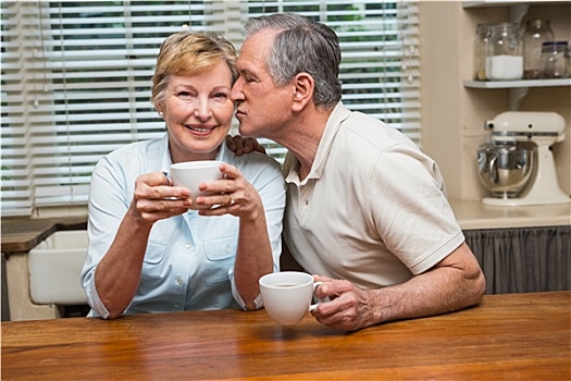 老年,夫妻,咖啡,一起