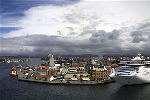 游船,停靠,港口,斯塔万格,罗加兰郡,挪威