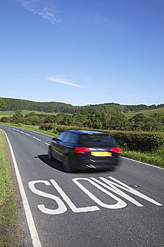 英格兰,道路,慢,标识