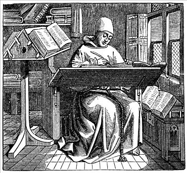 僧侣,工作,手稿,角,15世纪,艺术家,未知