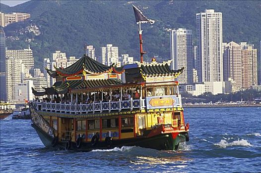 渡轮,海中,香港