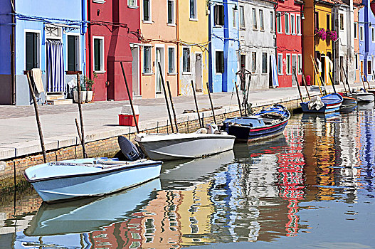 小,彩色,房子,船,晴朗,夏天,威尼斯,布拉诺岛