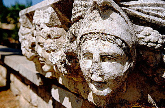土耳其,阿芙洛蒂西亚斯,女神,喜爱,阿芙罗狄蒂,特写,大理石,雕刻,脸