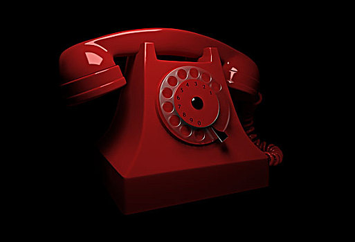 老,红色,旧式,电话