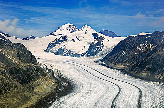 全景,积雪,山峦,冰河,攀升,瑞士