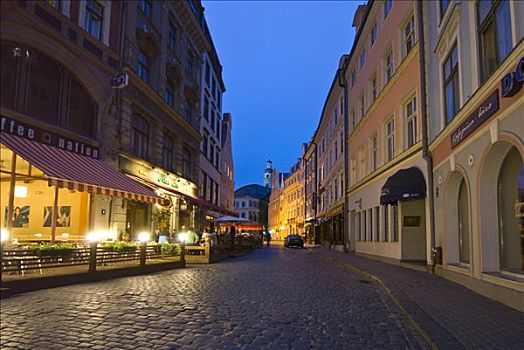 街景,夜生活,里加,拉脱维亚,欧洲