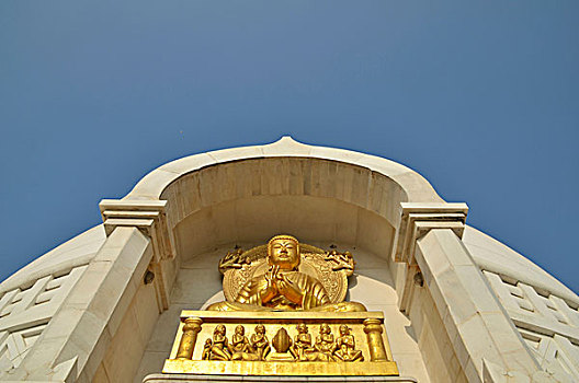 佛塔,金色,坐佛,浮雕,世界,平和,秃鹰,顶峰,佛教,朝拜,场所,巴利,比哈尔邦,印度,亚洲