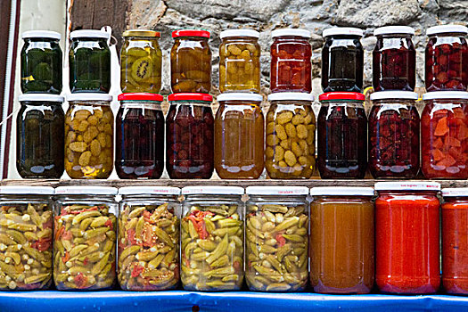 土耳其,波尔萨,保存,水果,酱菜,酱,出售,乡村,世界遗产