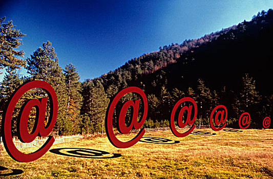 数码,图像,电子邮件,标识,排列,向上,排,户外,山,风景