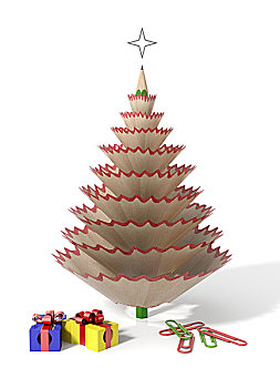 圣诞树,铅笔,木质,屑