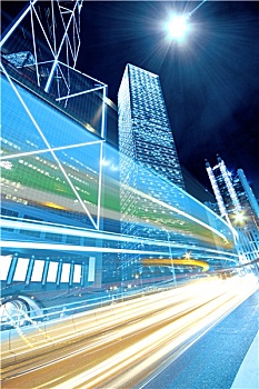 夜灯,痕迹,现代建筑,背景,香港,中国