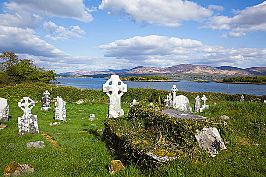 墓碑,老,墓地,凯瑞郡,爱尔兰