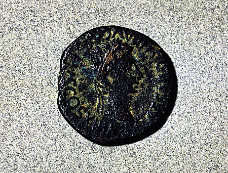 罗马,硬币,第一,一半,世纪,皇冠,头部,面对,右边,传说