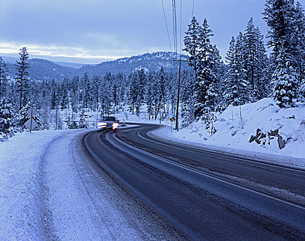 汽车,雪,山路,胜地,坎卢普斯,不列颠哥伦比亚省,加拿大