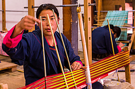 特写,缝纫,女人,廷布,不丹