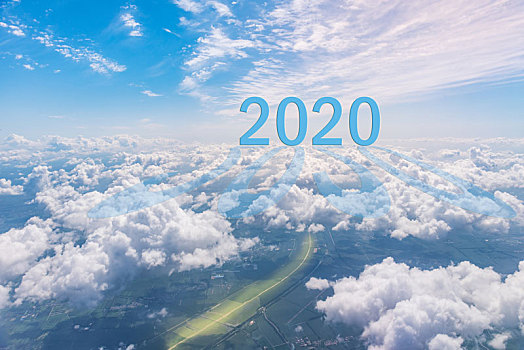 2020新年开始蓝天白云背景