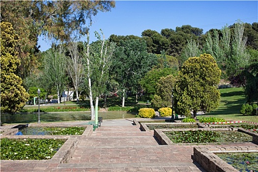 花园,蒙特足斯,巴塞罗那