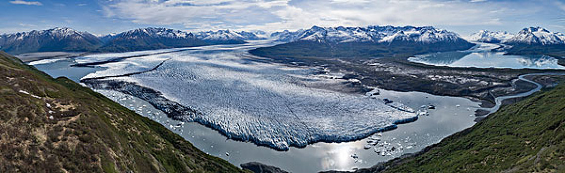全景,冰河,山,晴天,阿拉斯加,美国