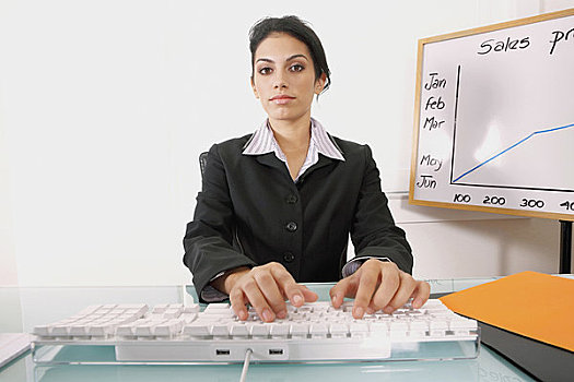 肖像,职业女性,电脑键盘