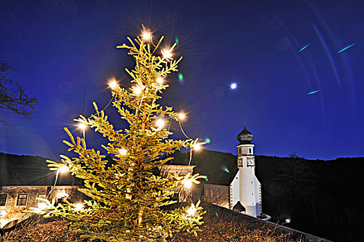圣诞节,市场,城堡,山谷,下奥地利州,奥地利,欧洲