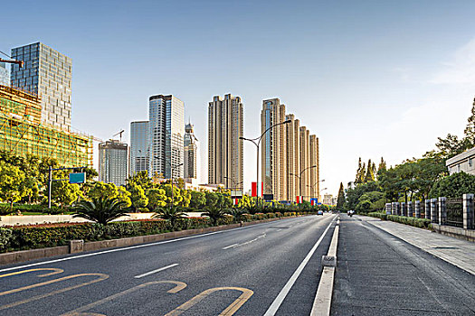 空,街道,现代,城市