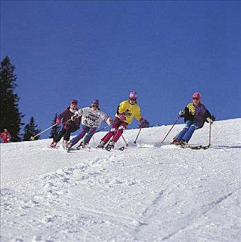滑雪,孩子,下坡,雪,假日