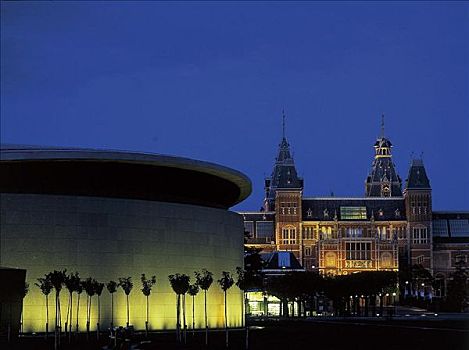 博物馆,荷兰国立博物馆,梵高,房子,夜晚,阿姆斯特丹,荷兰,欧洲