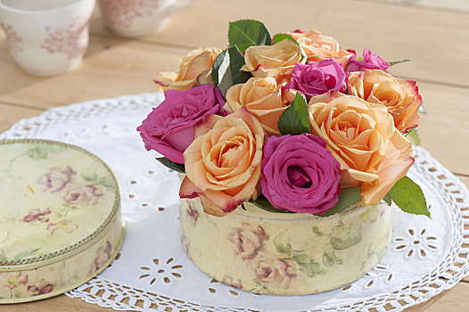 小,花,蛋糕,粉色,玫瑰,饼干盒