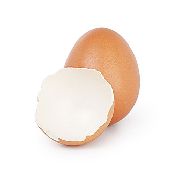 母鸡,蛋,蛋壳,隔绝,白色背景