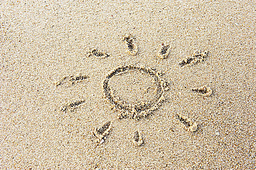 简单,太阳,绘画,沙子,海滩